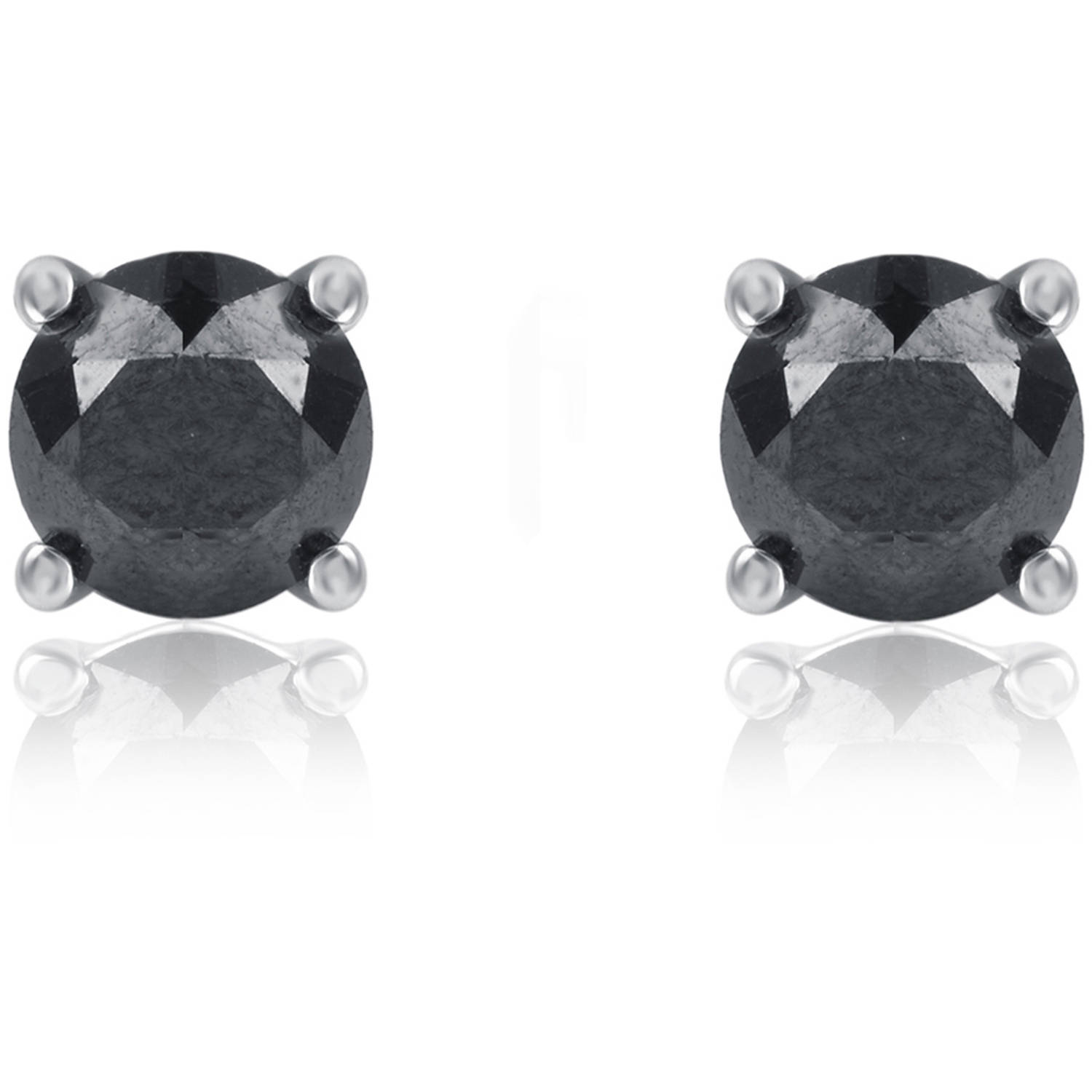 Arista 1 Carat T.W. Round Black Diamond Sterling Silver Stud Earrings - image 3 of 4