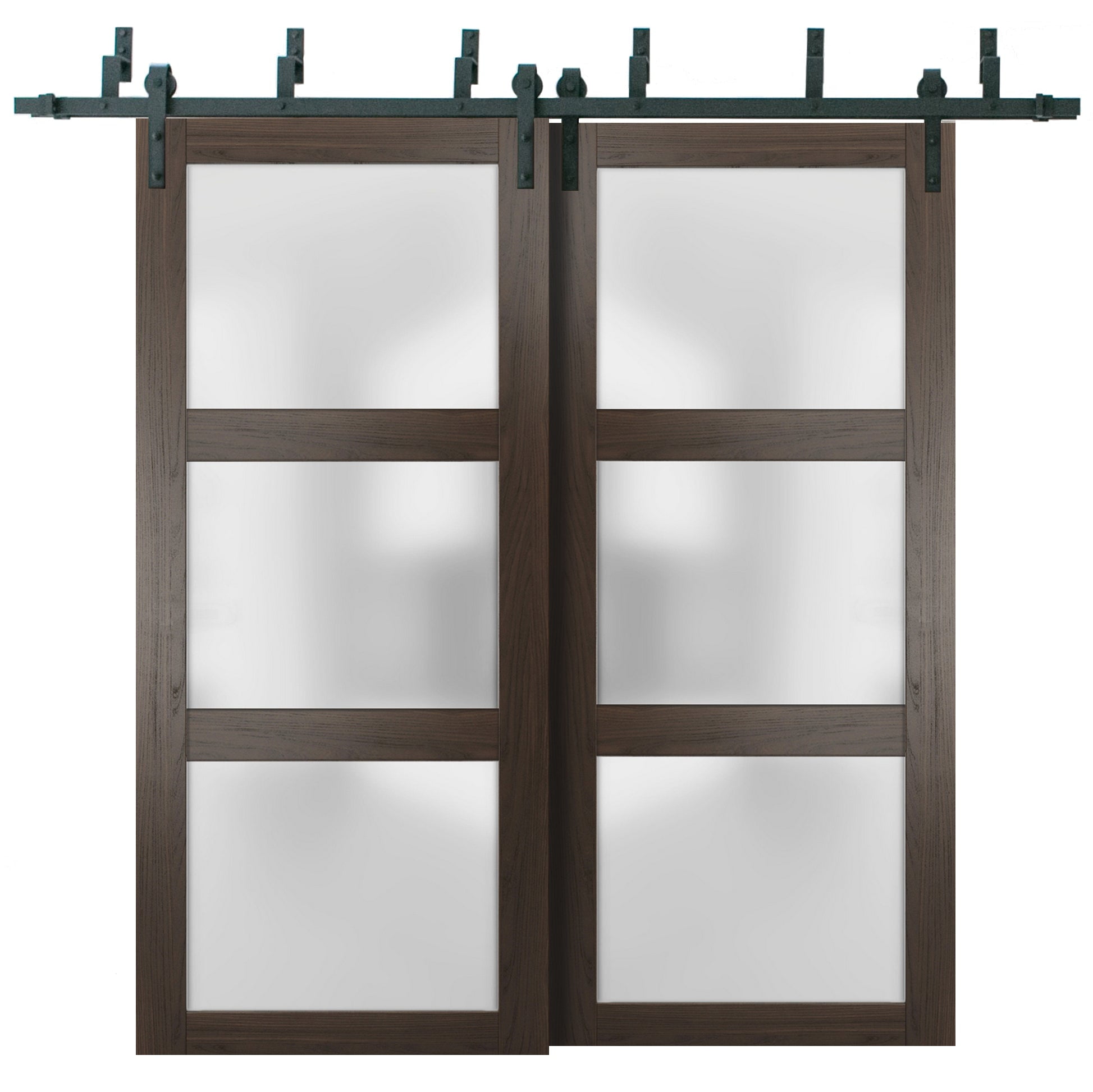 Sliding Closet Frosted Glass Barn Bypass Doors Lucia 2552 Chocolate