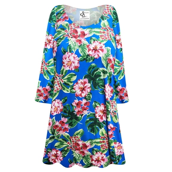 Plus size 6x Womens Long Sleeve Pink Magnolia Garden Print Tunic Tops Casual Loose Fitting Flowy Shirts Blouses