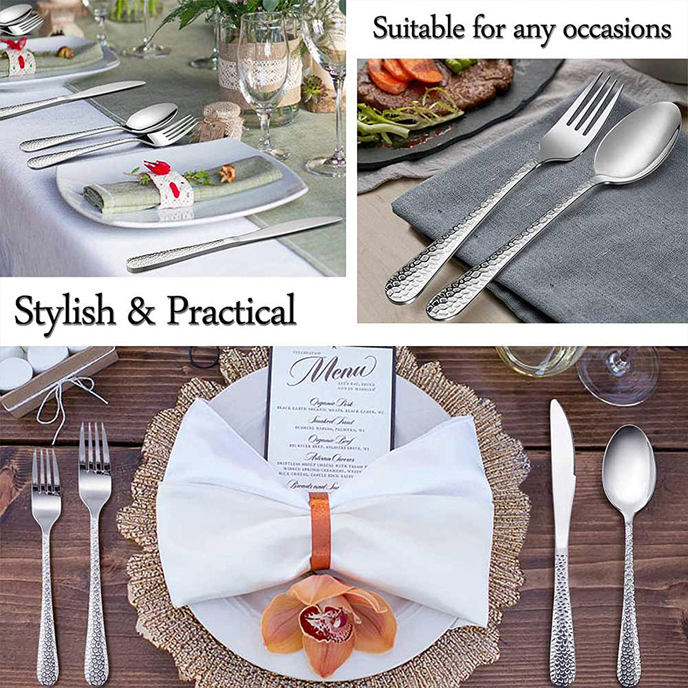 Vesteel 40-Piece Hammered Stainless Steel Flatware Set photo 7