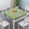 thumbnail image 3 of Yellow Lemon Flowers LightBlue Pattern Square Fitted Tablecloth with Elastic Edge,Square Table Cover,Washable Elastic Table Cover for Home Kitchen Party Decor 36"x36", 3 of 6