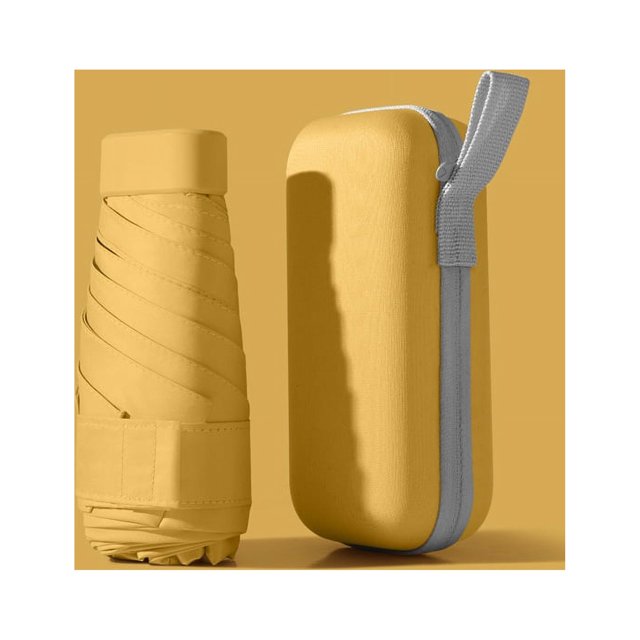 Paraguas de viaje plegable, 6 varillas Mini paraguas de viaje Paraguas fuerte Paraguas plegable Paraguas de lluvia Paraguas a prueba de viento Ligero Pequeño Paraguas compacto para mujeres Paraguas pequeño anti-UV para lluvia solar 14 cm (Amarillo) Sincero Electrónica