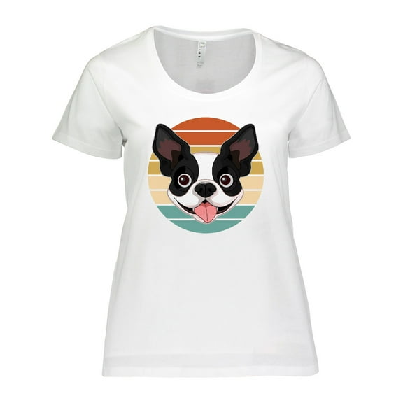 Inktastic Boston Terrier Dog Retro Sunset Women's Plus Size T-Shirt