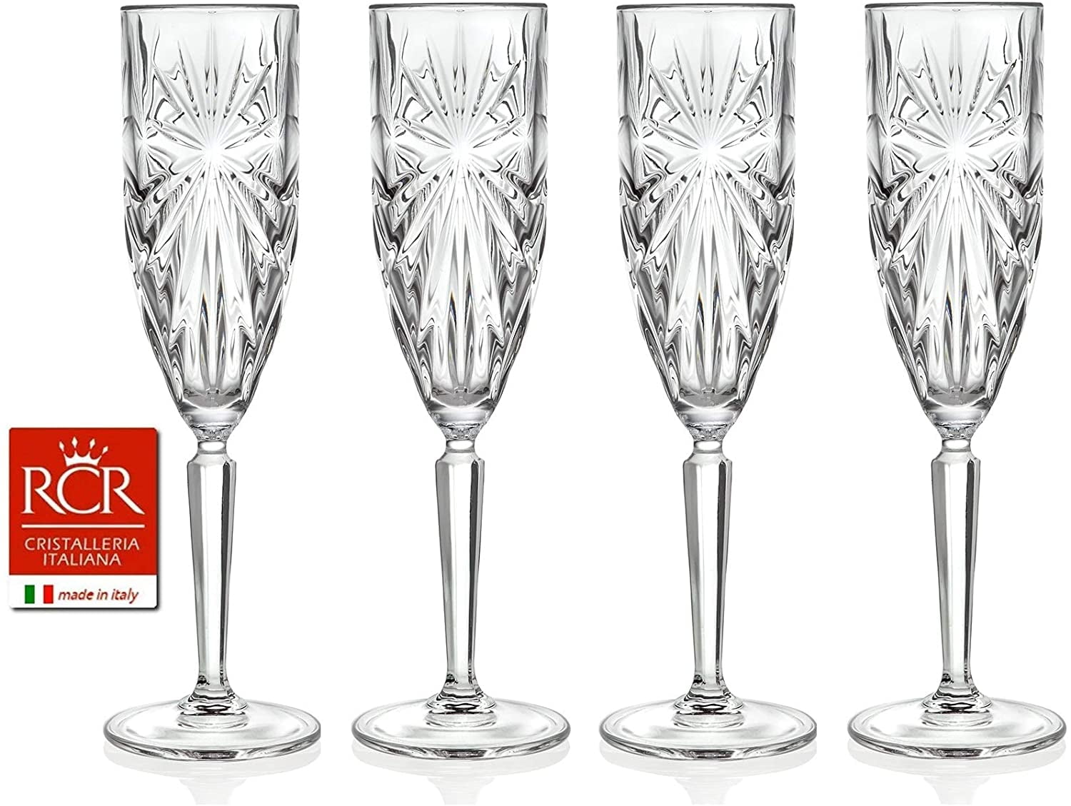 RCR Cristalleria Italiana Crystal Glass Drinkware Set (Water Goblet (9.5 oz) - 4 Piece)