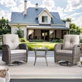 thumbnail image 2 of Giantfurnni 3PCS Patio Wicker Furniture Set Outdoor Rattan Swivel Rocking Chairs with Side Table Outdoor Glider Rocker Bistro Set with Cushions, 2 of 10