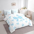 thumbnail image 2 of Erosebridal Cartoon Ribbon Bedding Comforter Set 7pcs for Kid, Butterfly Knot Queen Bedding Sets, White Blue, 2 of 7