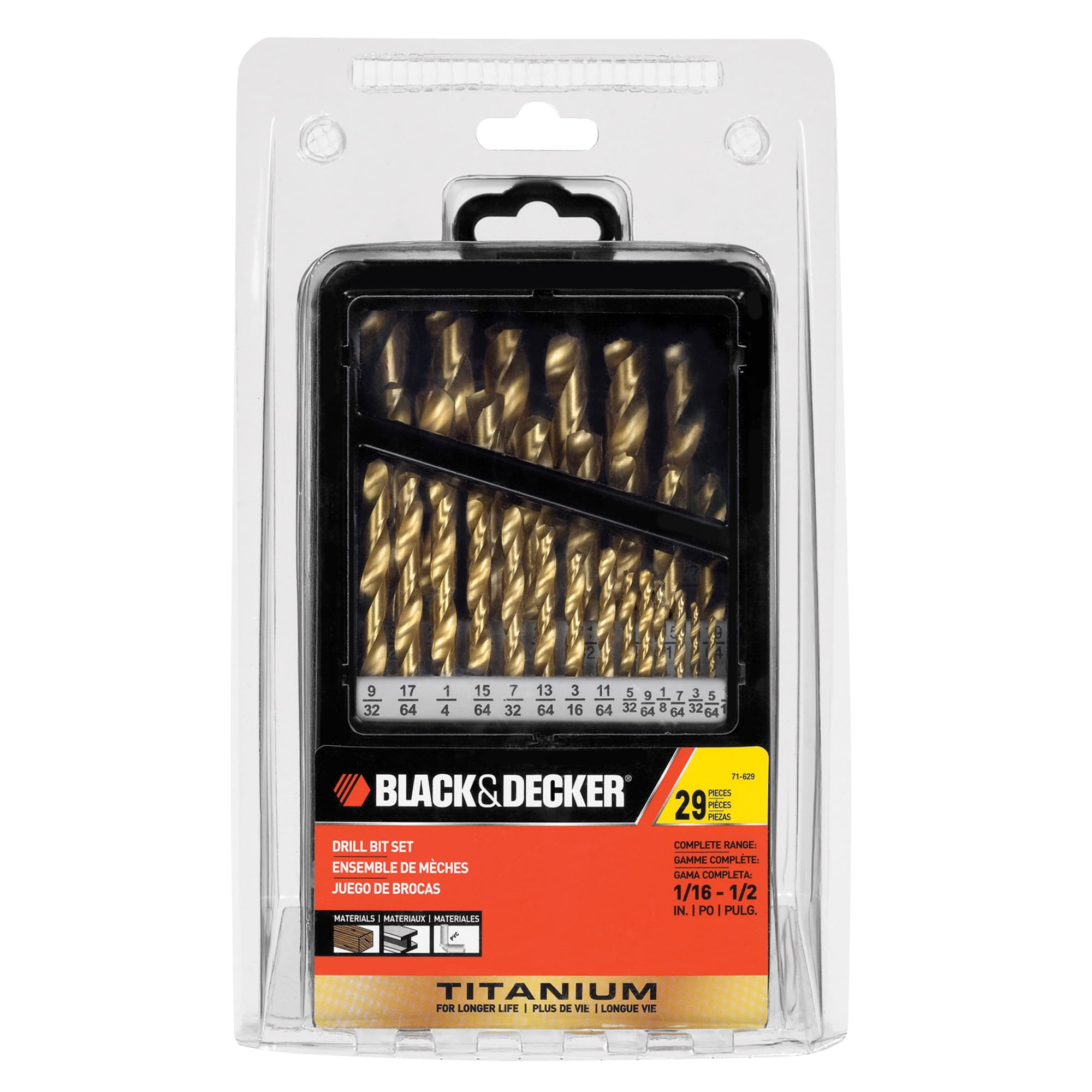 BLACK+DECKER 71629 29pc Titanium Metal Index Drill Bit Set