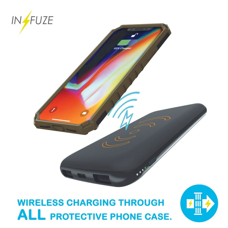 INFUZE Qi Wireless Portable Charger for iPhone 15 External Battery