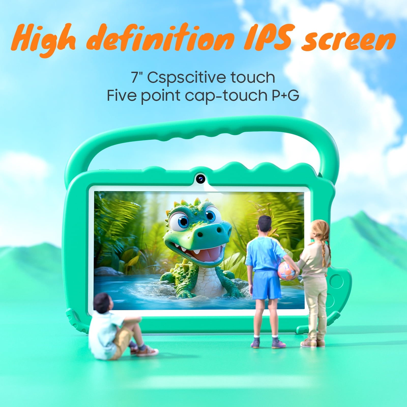2024 Kids 7 inch Tablets,  Android 12 Tablet for Kids, 4GB+32GB ROM+1TB Expand Green