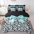thumbnail image 1 of Erosebridal Literie Nœud Papillon Girly Format Grand, Ensemble de Lit Imprimé Léopard Format Grand, Bleu Noir, Réversible 7 Pcs, 1 of 5