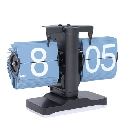 Xirurus Auto Flip Clock Stylish Look Quiet Operation Adjustable Brightness Flip Down Clock for Home Living Room Office Black with Blue Leaf 8.3 inches / 21 cm[cite: 1]