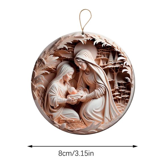 yilyih Christmas Decorations Tree Ornaments,Nativity Ornaments Sublimation Unique Christmas Decor Christ Baby Mary Design Gift Christmas Tree Decoration,Christmas Tree Decorations Ornaments
