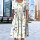thumbnail image 1 of Vestido De Mujer Vestidos casuales florales Vestido plisado de verano suave para fiesta navideña (Amarillo M) Kuymtek para Mujer Amarillo T S, 1 of 6