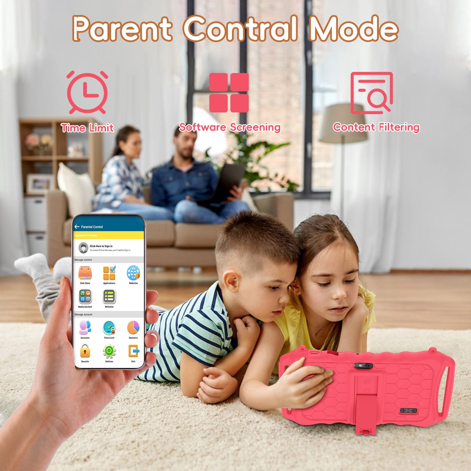 Kids Tablet, 7 inch Android 11 Tablet for Kids, 6(2+4) GB RAM 32GB ROM, Toddler Tablet with Bluetooth, GPS,WiFi,Parental Control, Dual Camera,Shockproof Case,Kids App Pre-Installed