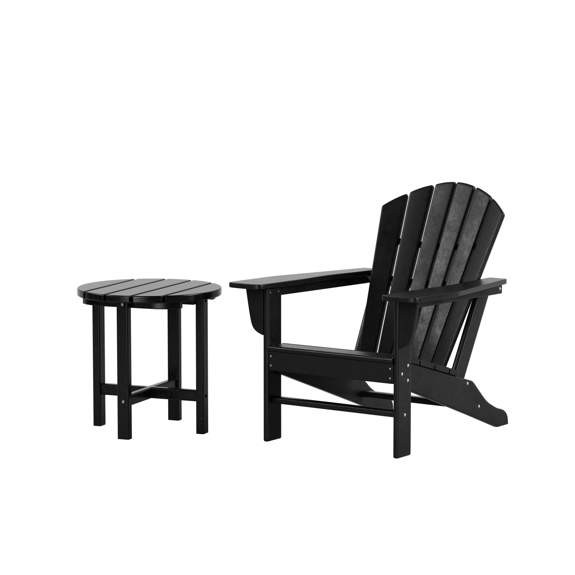 Westin Outdoor with Side Table HDPE Plastic Adirondack Chair - Black (Set of 2)