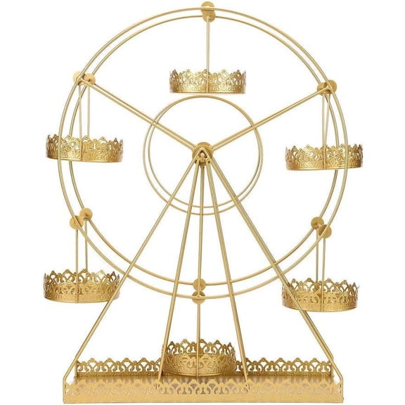 23-Inch tall Gold Rotating Ferris Wheel Metal Cupcake Holders Stand - Birthday Party Wedding Reception Event Decorations
