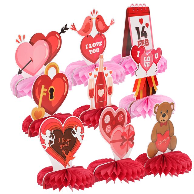 Adornos rojos de 9 piezas de papel coreano para flores, decoraciones para tartas rosas, accesorios para fotos de bebés, nido de abeja para escritorio, novia