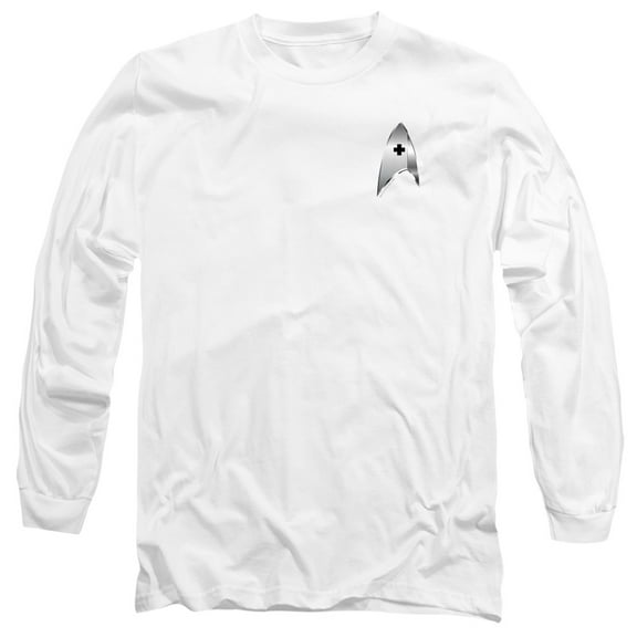 Star Trek Discovery Medical Badge Long Sleeve Adult 18/1 T-Shirt White