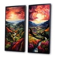 thumbnail image 3 of Designart "Rows of Ruby in Green and Purple Vineyard III" Vineyard Framed Wall Art Set Of 2 - Red Landscapes Framed Wall Art Set Of 2, 3 of 7