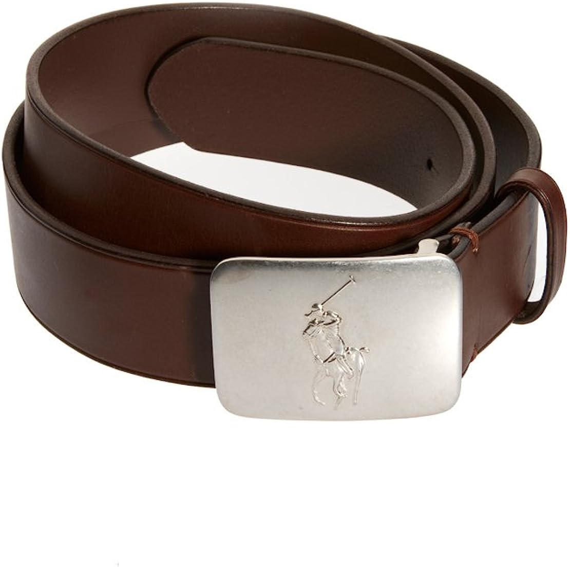 New  Polo Ralph Lauren Men's Big Pony Logo Plaque Leather Belt, Brown, Sz 36 (8639-7) - image 2 of 3