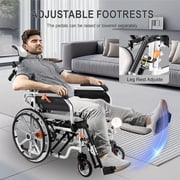 Mujocooker Reclining Wheelchair for Adults, Swing-Away Elevating Leg Rests and Flip-Back Arms, Heavy Duty Transport Wheelchair with High Back & Removable Headrest