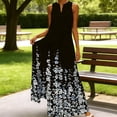 thumbnail image 2 of Womens Boho Floral Sleeveless Maxi Dress V Neck Flowy Long Sundress Casual Summer Party Vacation Cruise Beach Outfits, 2 of 9