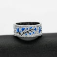 thumbnail image 4 of Uloveido Women's Charm Blue Enamel Ginkgo Leaf Autumn Ring with Simulated Diamond Wedding Engagement Band Y538 (Size 7), 4 of 6