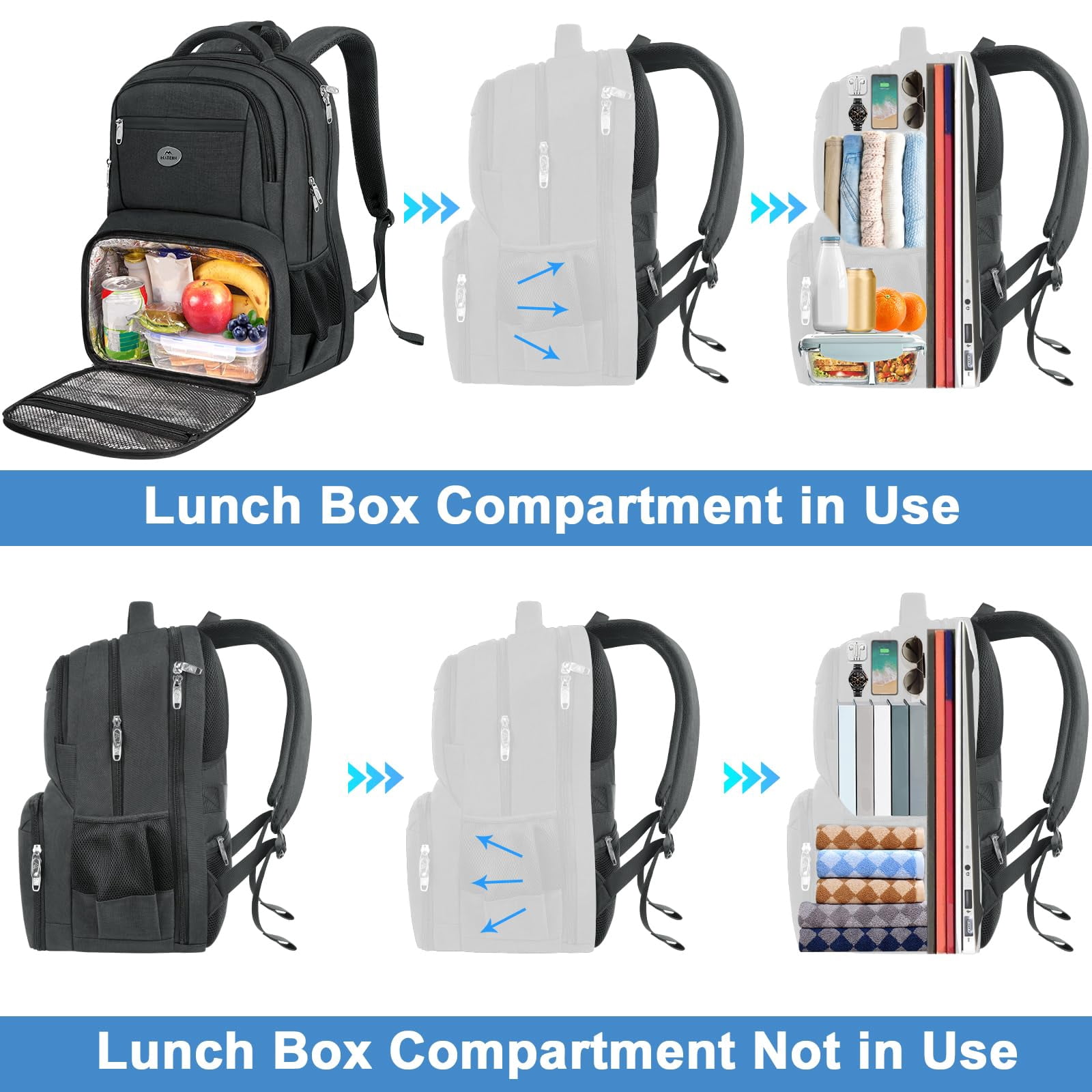 Matein 17inch Laptop Backpack with Lunch Box for Adults, TSA-Friendly, Water-Resistant Laptop Bag for Travel, Work, Hiking