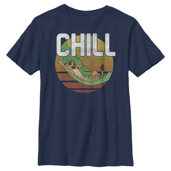 Boy's Lion King Timon Distressed Chill Graphic Tee Navy Blue Medium