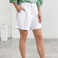 thumbnail image 2 of Cathalem Shorts Décontractés pour Femmes 2024, Taille Haute, Boutons devant, Blanc TG, 2 of 5