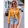 thumbnail image 2 of Womens Button Down Shirts Cotton Long Sleeve Oversized Boyfriend Blouses Collared Dress Tops with Pockets Turmeric XL, 2 of 8