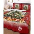 thumbnail image 3 of Quilts Full Size Bedding Set, Red Christmas Tree Lightweight Quilted Comforter, Watercolor Xmas Snowflake Soft Reversible Bedspread Coverlet with Pillow Covers for All Season, 78" x 90", 3 of 7