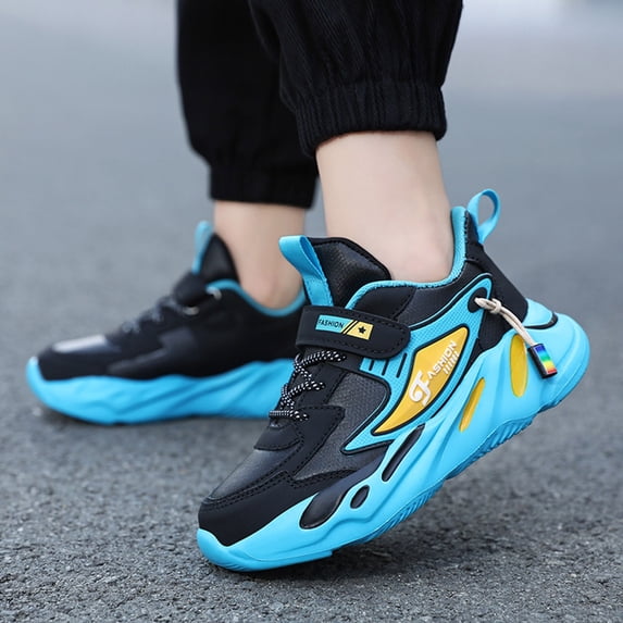 RTKFRFLM Boys Casual Athletic Shoes Summer Non Slip Running Sneakers for Big Kids Durable Leather Surface Sports Shoes for School Physical Training Gear Black 28