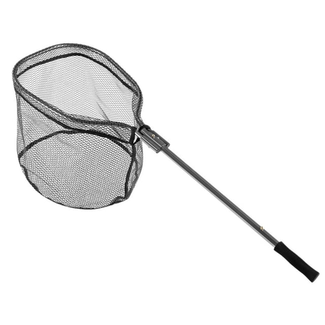 Ethern Fishing Landing Net Aluminum Alloy Foldable Fishing Net Catching Releasing Ergonomic Handle Lightweight Non Slip Grip Mesh black