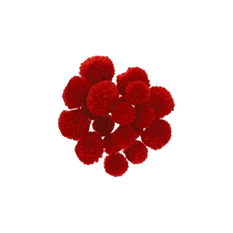 Essentials by Leisure Arts Yarn Pom Poms - Red - 1 to 1.5 - 20 piece pom  poms arts and crafts - gray pompoms for crafts - craft pom poms - puff balls  for crafts