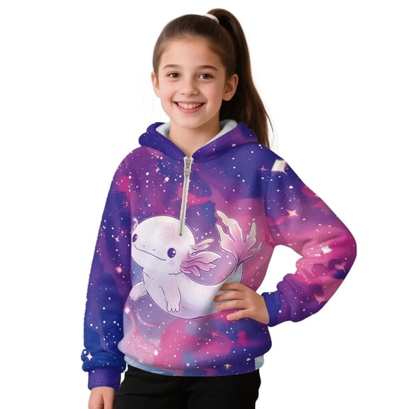 Pzuqiu Axolotl Hoodies for Teen Boys 8-9 Casual Comfortable Children's Long Sleeve Sweatshirt Soft Fall Outerwear Versatile Fashion Stretchy for Boys Teens Youth