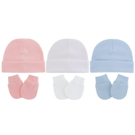 

NUOLUX 1 Set/9pcs Infants Hats Newborns Baby Anti Scratching Gloves Warm Caps