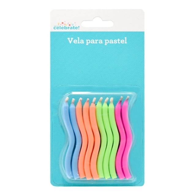 Vela Way to celebrate! para Pastel Ondulada Neon Paquete con 10 Piezas