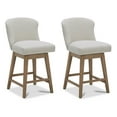 thumbnail image 3 of CHITA 26 in Swivel upholstered Counter Bar Stool Set of 2, Wood Legs, Fabric in Linen, 3 of 11