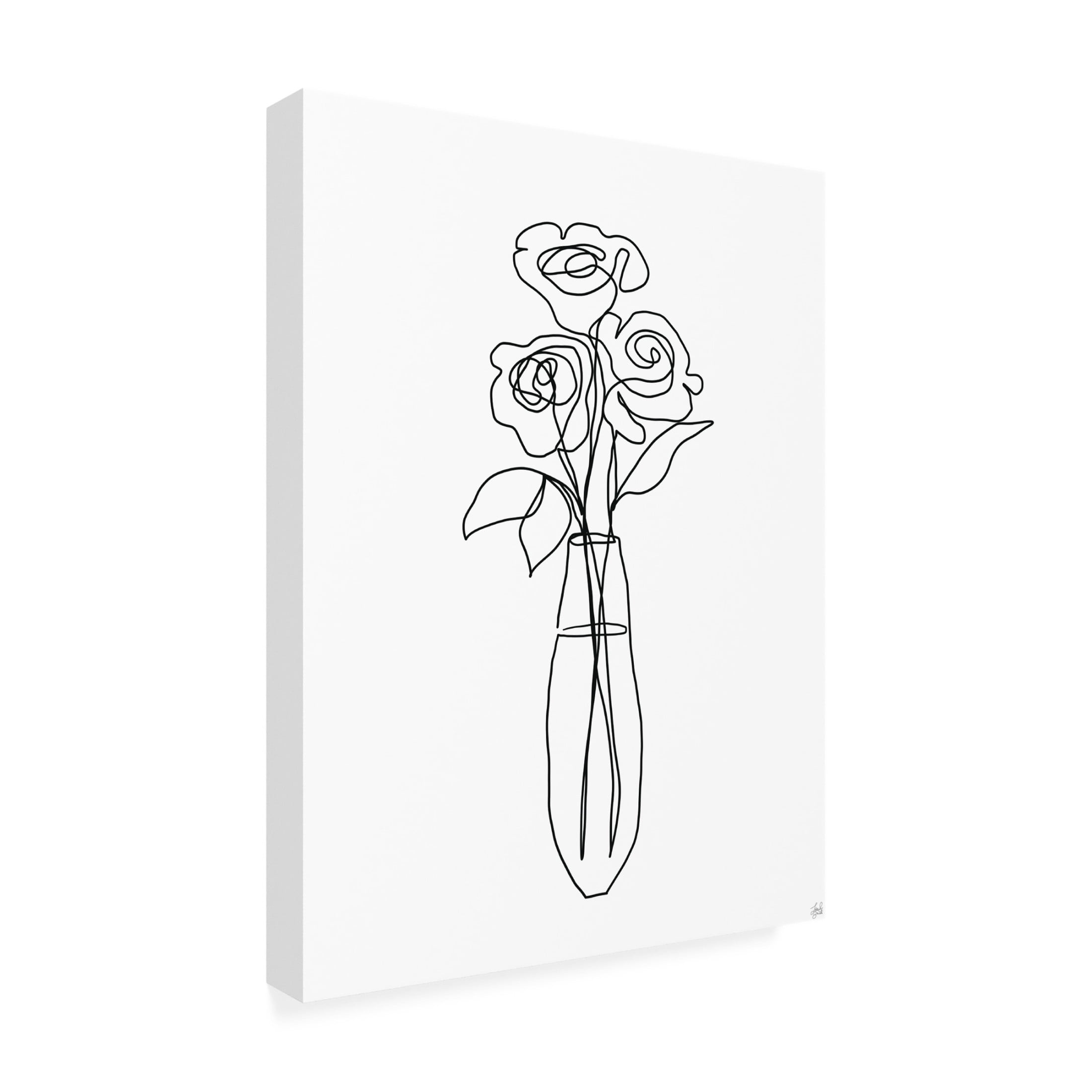 Canvas Wall Art - Line and Brush 'Floral Bunch 3' Wall Art for Living Room, Bedroom, or Office Décor by Trademark Fine Art - 24 x 32 Inches