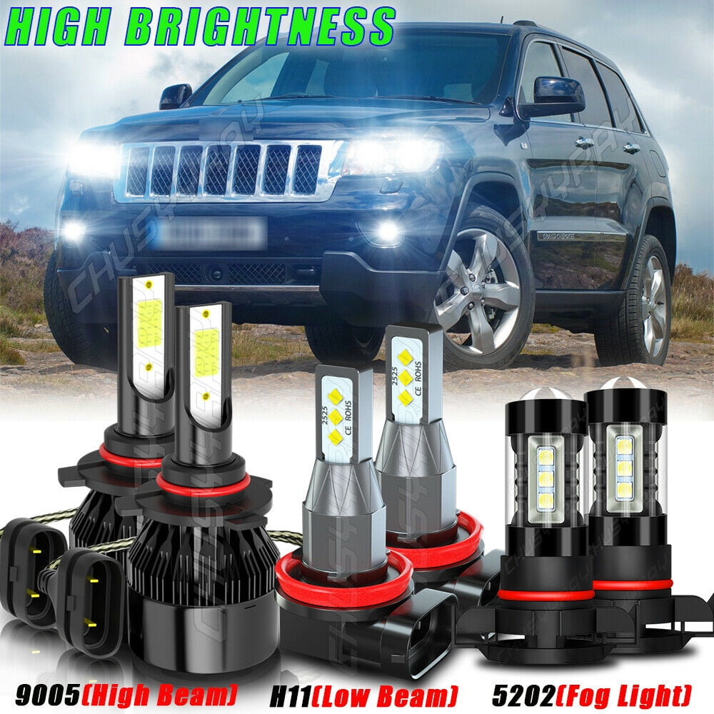 For Jeep Grand Cherokee 2011 2012 2013 Combo LED Headlight+Fog Light Bulbs Kit