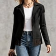 thumbnail image 4 of Miqool Womens Faux Suede Fringe Jacket Casual Long Sleeve Lapel Collar Button Down Jacket Vintage Cowgirl Style Western Coat, 4 of 6