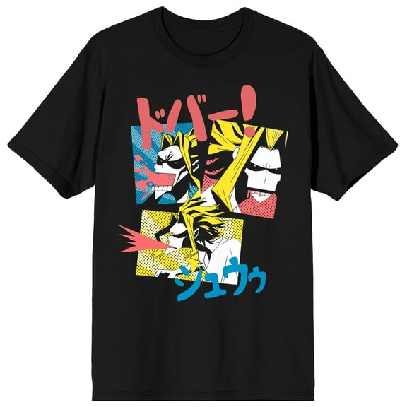 My Hero Academia Anime All Might Mens Short Sleeve Black Shirt-M
