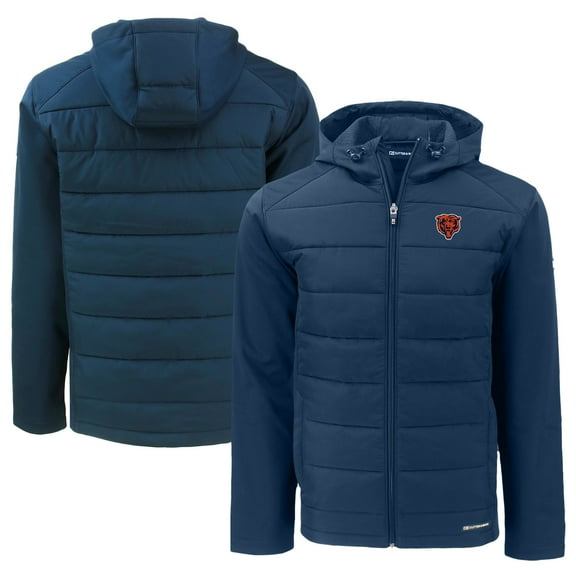 Men's Cutter & Buck Navy Chicago Bears Throwback Big & Tall Evoke Hybrid Eco Softshell Recycled Full-Zip Jacket