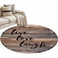 thumbnail image 2 of Area Rug 36in, Farmhouse Brown Wood Board Floor Carpet Living Room Rug, Live Love Laugh Text Flower Non-Slip Welcome Mat Indoor Rugs for Bedroom Dining Room, 2 of 9