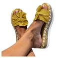 thumbnail image 3 of OAVQHLG3B Women's Summer Slip-On Bow Flat Slippers Beach Open Toe Breathable Platform Sandals Weave Shoes, 3 of 5