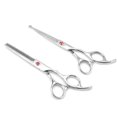 thumbnail image 3 of Juego de tijeras profesionales para cortar el cabello, tijeras de peluquería familiar, tornillo rojo, 3 of 14