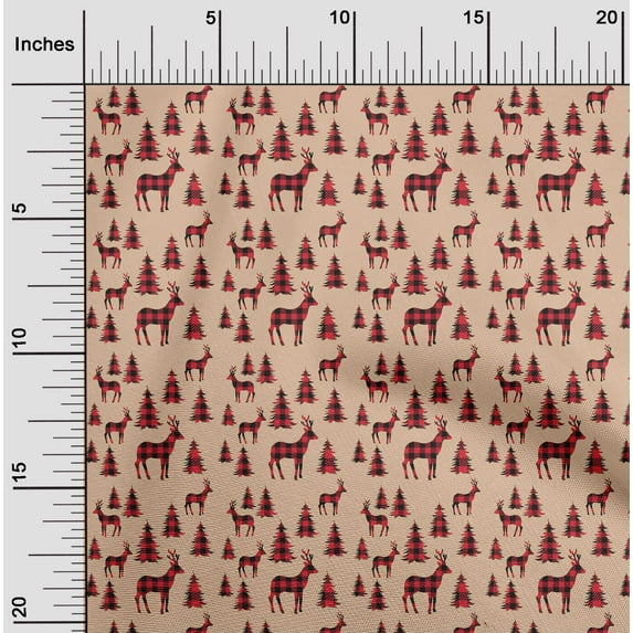 oneOone Cotton Cambric Light Brown Fabric Merry Christmas Diy Clothing Quilting Fabric Print Fabric By Yard 42 Inch Wide