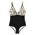 thumbnail image 5 of Enjoytime One Piece Swimsuit Women Printed V Neck Tummy Control Bathing Suits Adjustable Straps Ruched Slimming Swimwear, 5 of 6