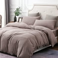 thumbnail image 5 of PURE ERA Duvet Cover Set King Size 100% Cotton Jersey Knit Cotton Super Soft 3pc Bedding Set,Heathered Brown, 5 of 6